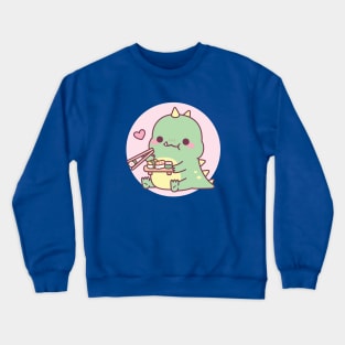 Cute Little Dinosaur Loves Japanese Sushi Crewneck Sweatshirt